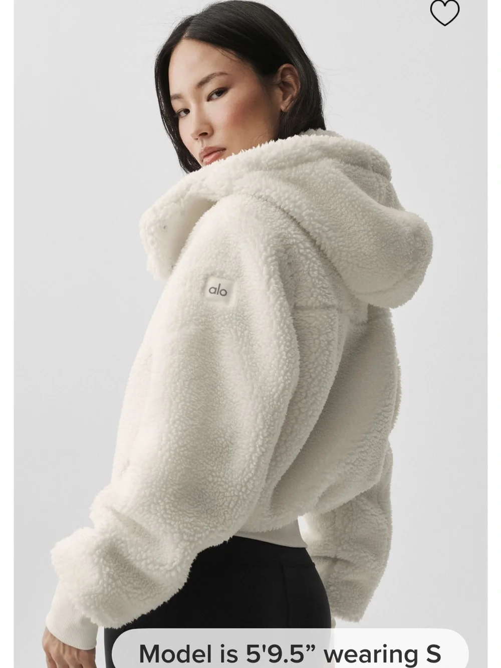 ALO Yoga Cream Foxy Sherpa Cropped Hoodie Jacket Size L - Picture 6 of 11